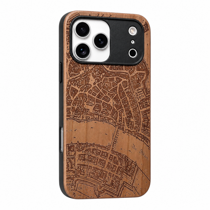 Basel Merian Eden Case aus Kirschholz für iPhone 17 Pro – Camera-Control-Ansicht