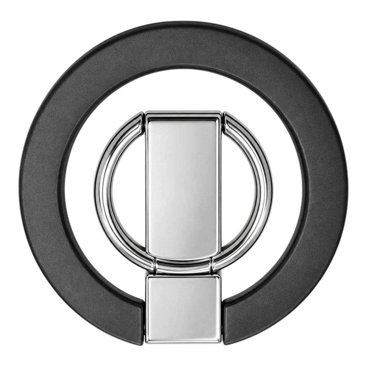 Magnetischer Ring Phone Stand – Schwarz – Ring Silber – Vorderansicht