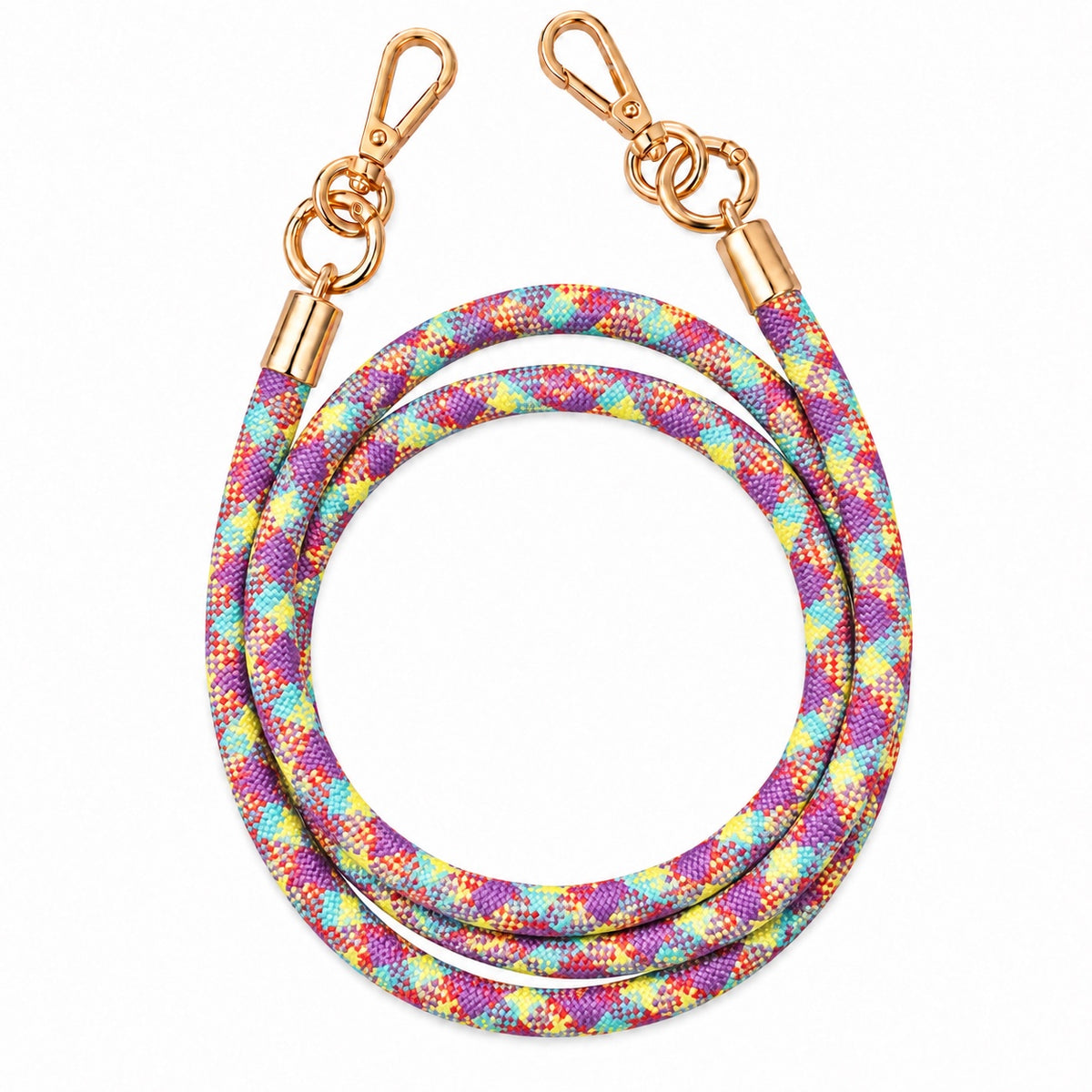 Handykette Bunt gemustert – 8 mm, 2 goldene Haken, ohne Adapter