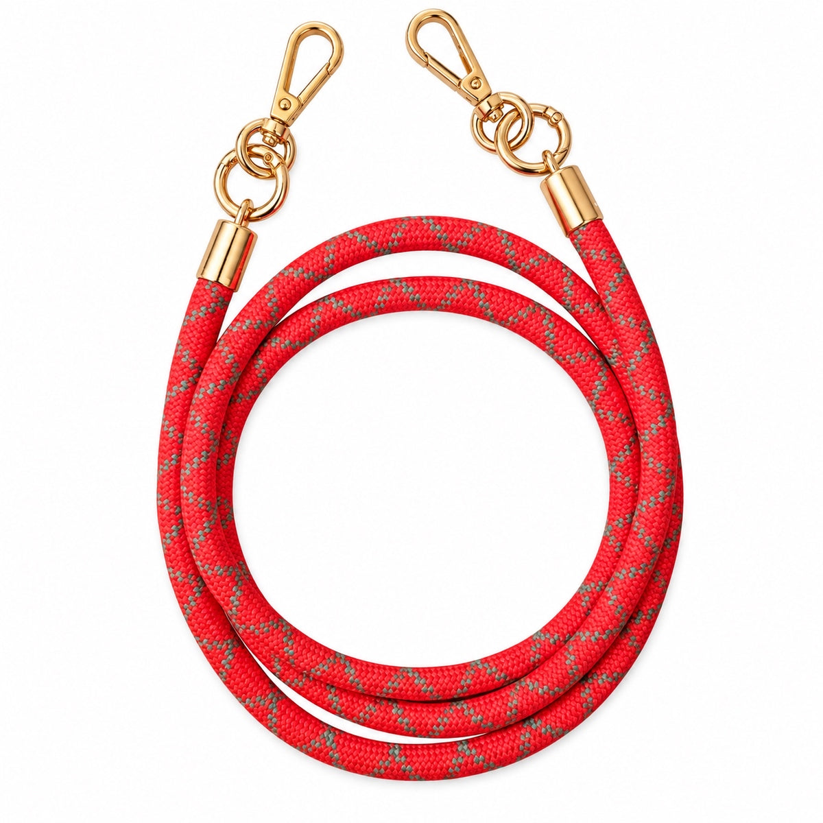Handykette Rot-Grau meliert – 8 mm, 2 goldene Haken, ohne Adapter