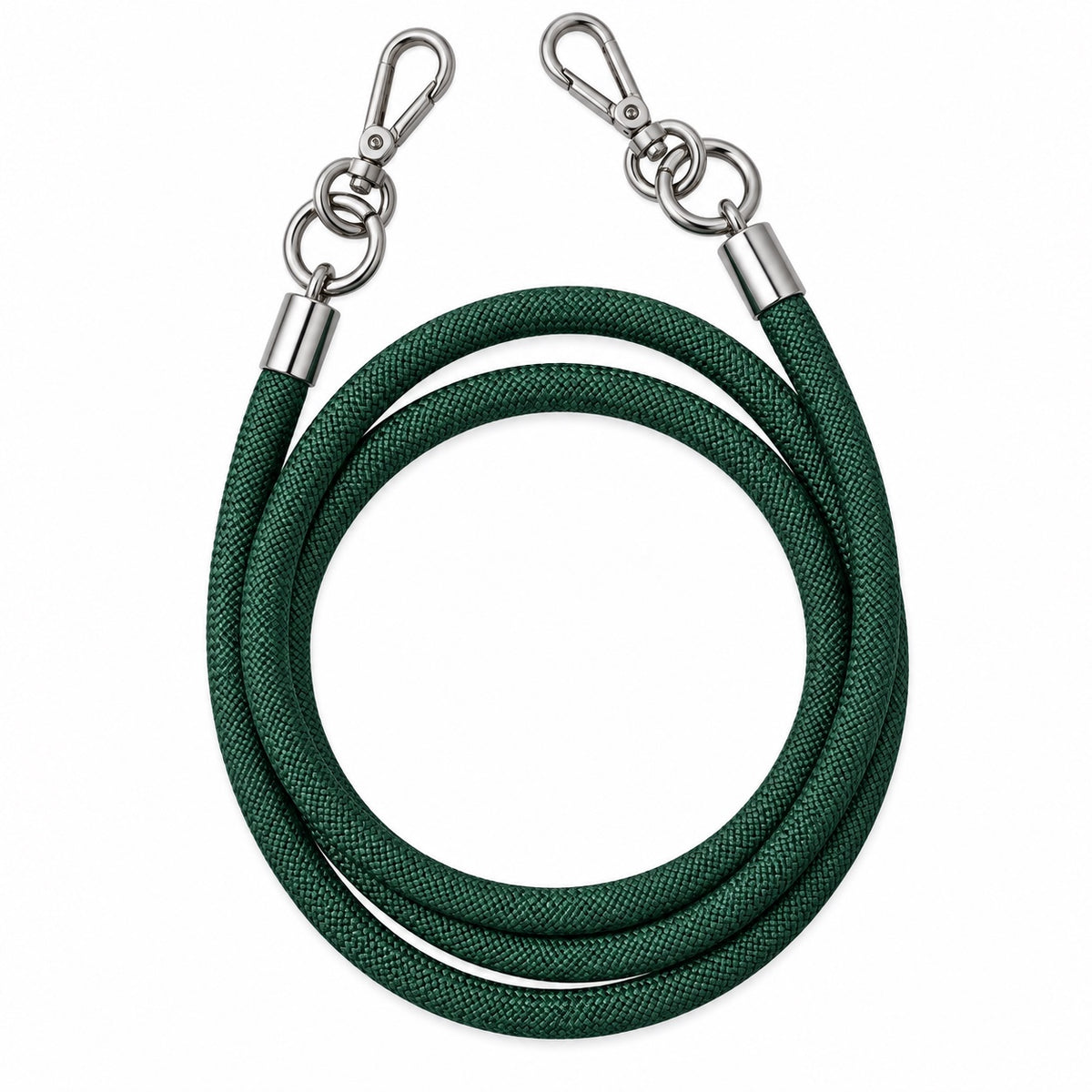 Handykette Dunkelgrün – 8 mm, 2 silberne Haken, ohne Adapter