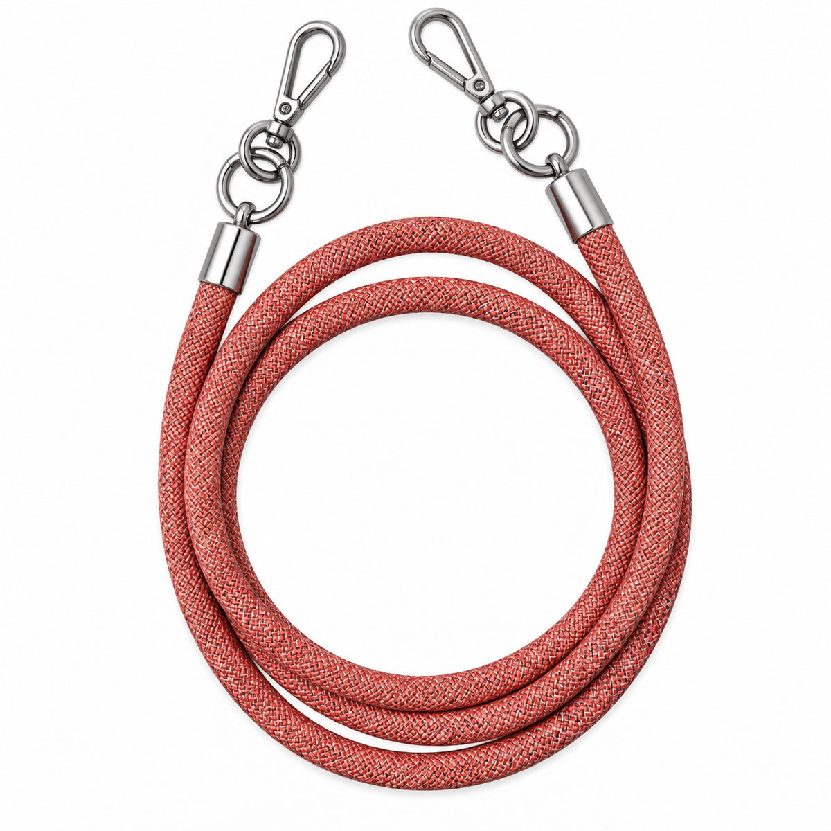 Handykette Rot-Grau meliert – 8 mm, 2 silberne Haken, ohne Adapter