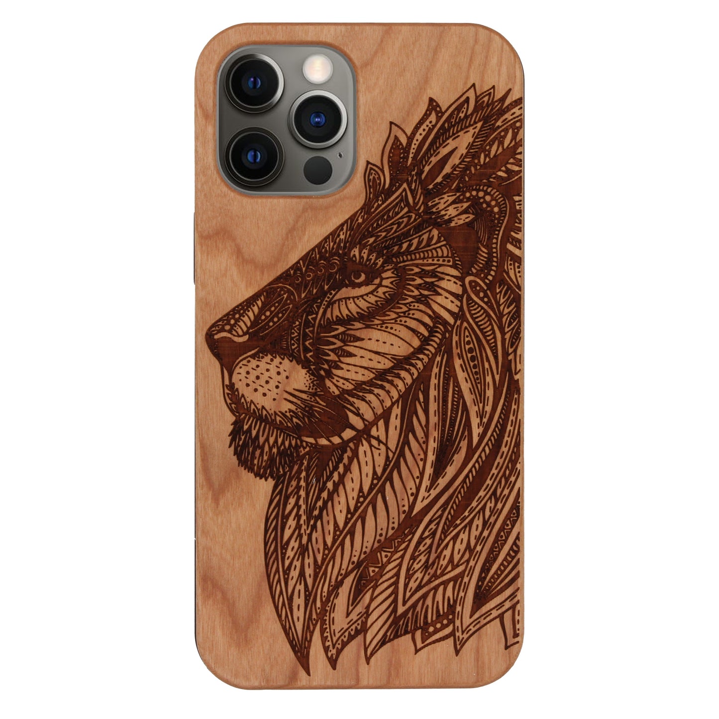 Löwen Eden Case aus Kirschholz für das iPhone 12 / 12 Pro