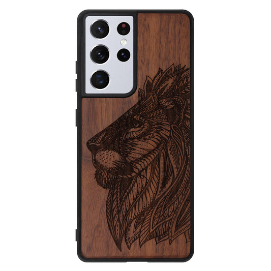 Lion Eden Case made with Walnut Wood for the Samsung Galaxy S22 Ultra