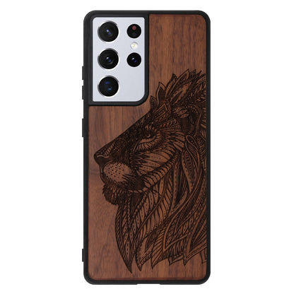 Lion Eden case made of walnut wood for the Samsung Galaxy S22 Ultra