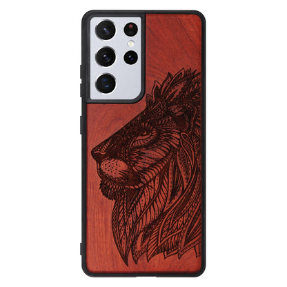 Lion Eden case made of rosewood for the Samsung Galaxy S22 Ultra