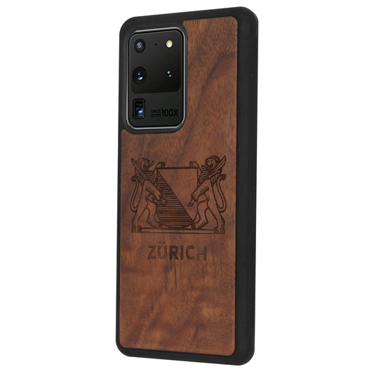 Zürich Wappen Eden Case aus Nussholz für das Samsung Galaxy S20 Ultra