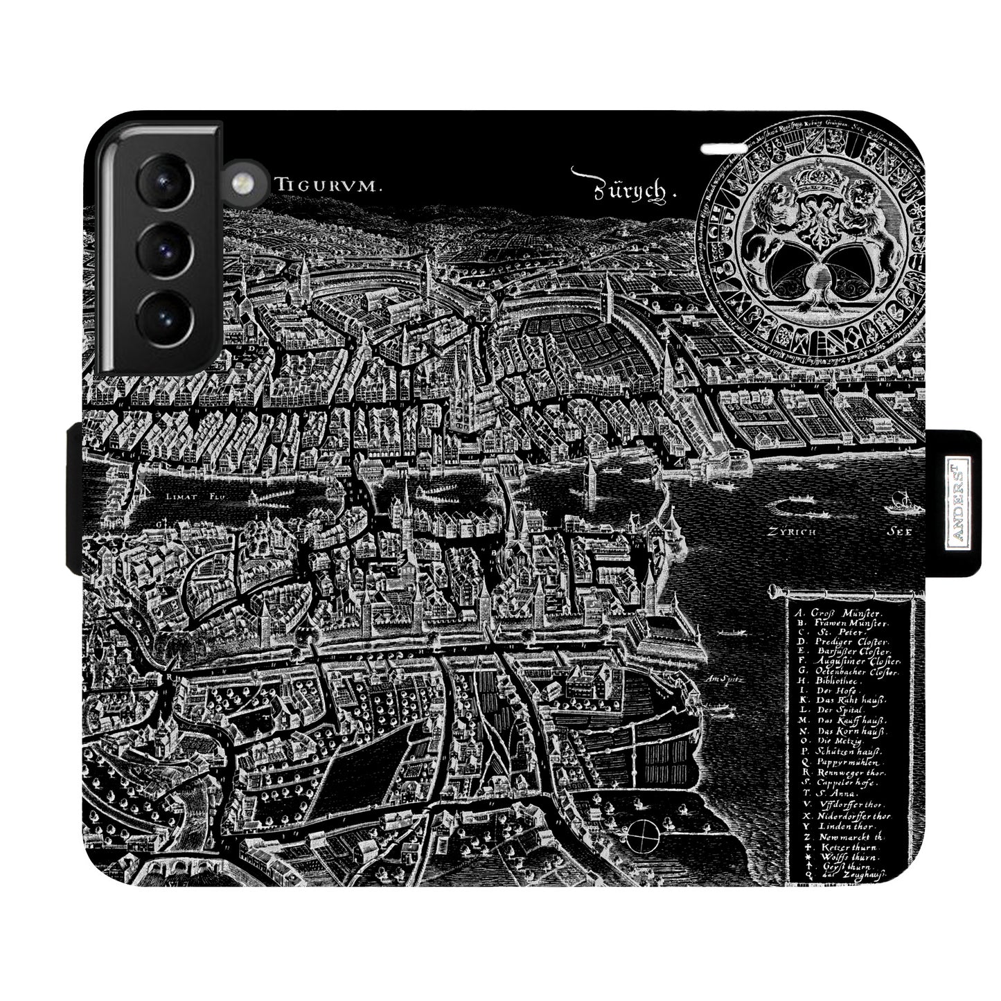 Zürich Merian Negativ Victor Case für das Samsung Galaxy S21
