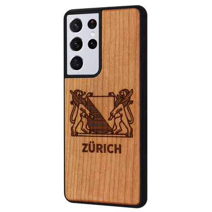 Zürich Wappen Eden Case aus Kirschholz für das Samsung Galaxy S21 Ultra