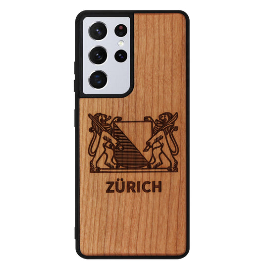 Zürich Wappen Eden Case aus Kirschholz für das Samsung Galaxy S21 Ultra
