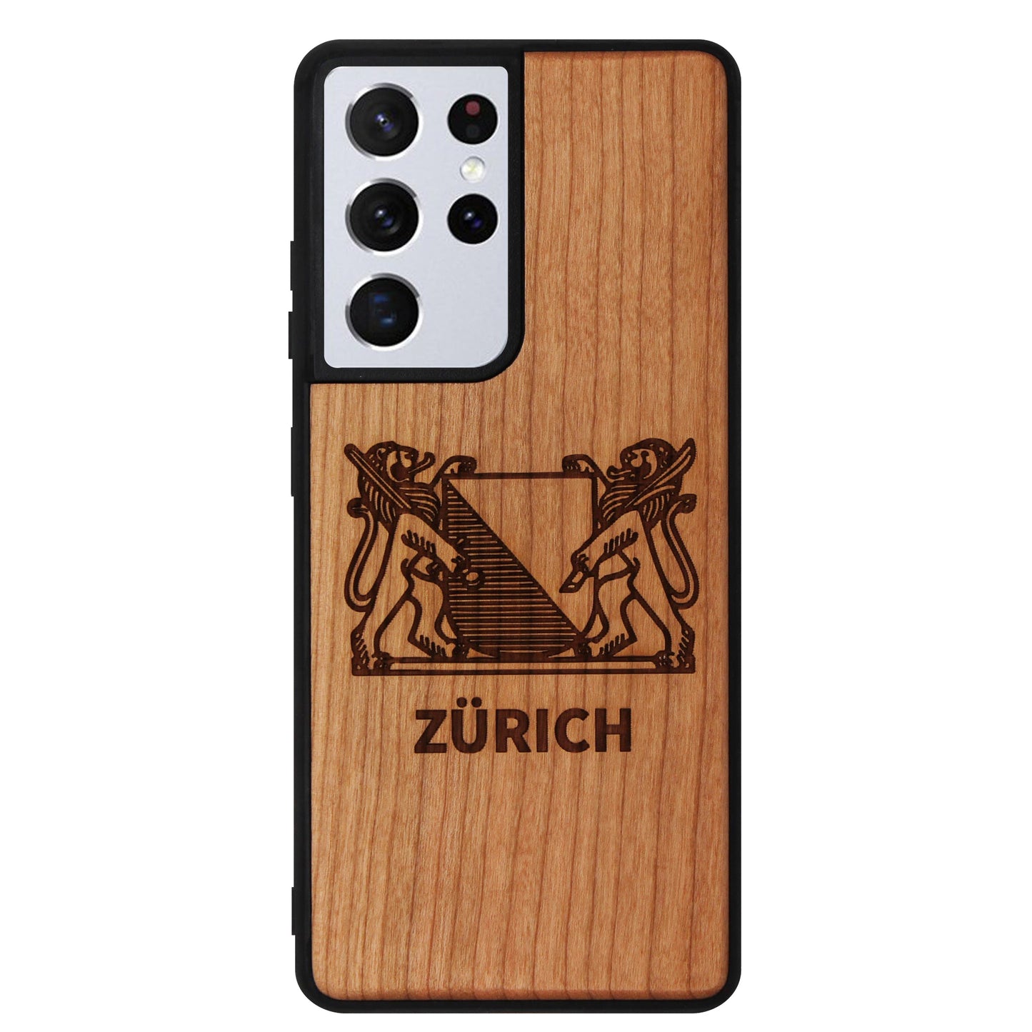 Zurich Coat of Arms Eden Case made of cherry wood for the Samsung Galaxy S22 Ultra
