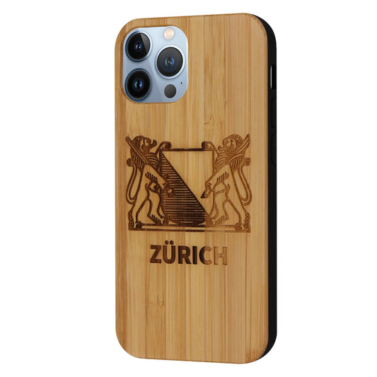 Zürich Wappen Eden Case aus Bambus für das iPhone 14 Pro Max mit MagSafe