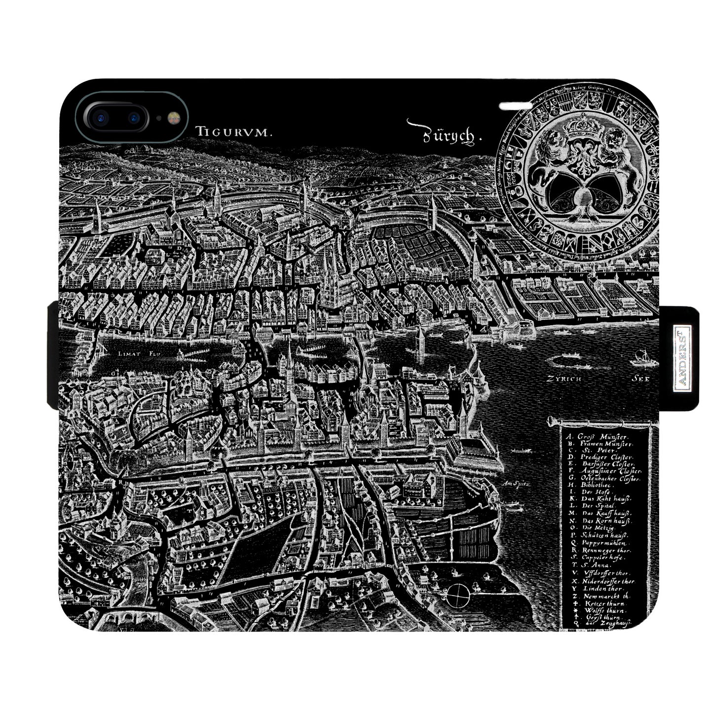 Zürich Merian Negativ Victor Case für das iPhone 6/6S/7/8 Plus